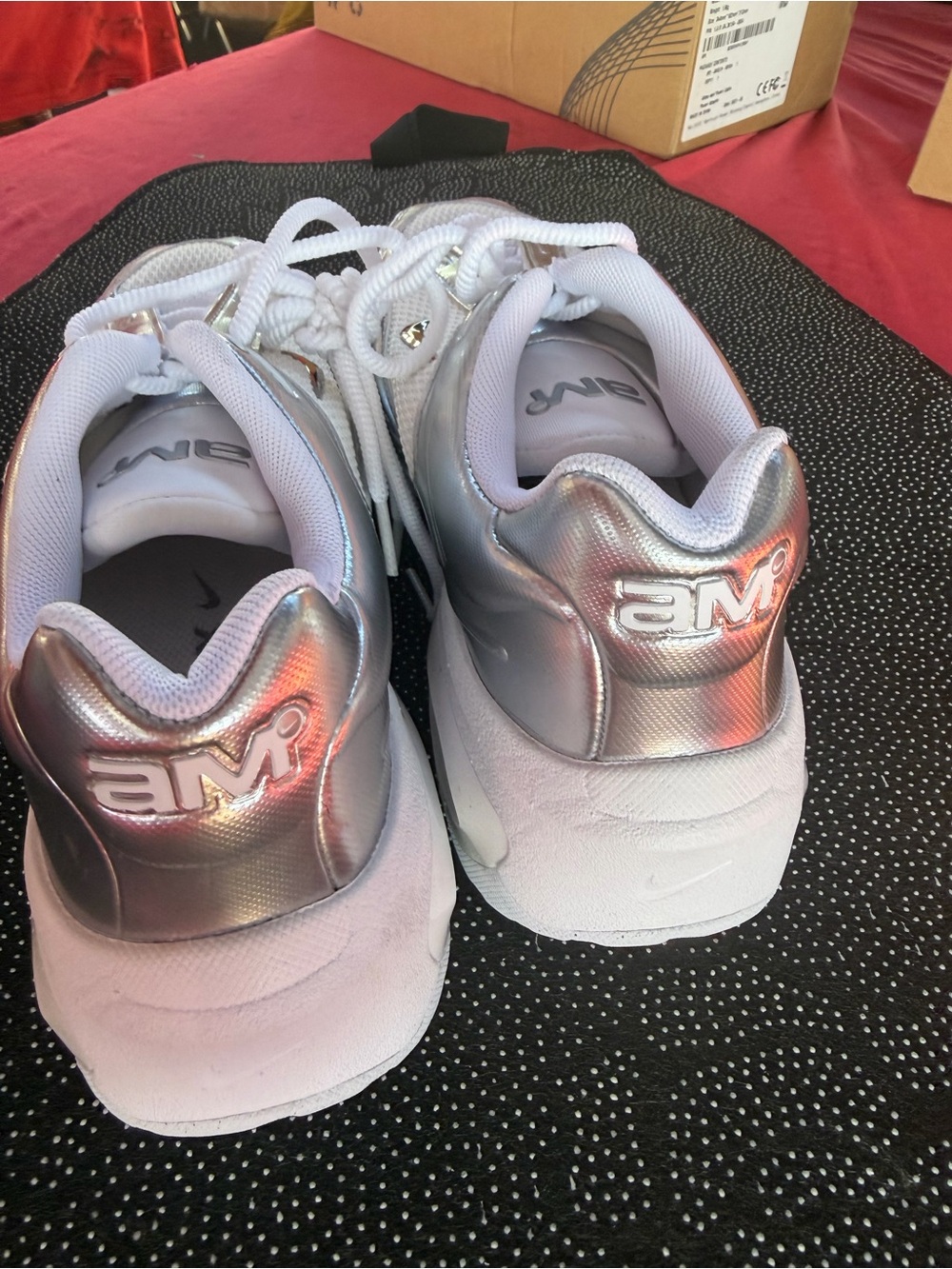 Kids Metallic Silver & White Athletic Sneakers